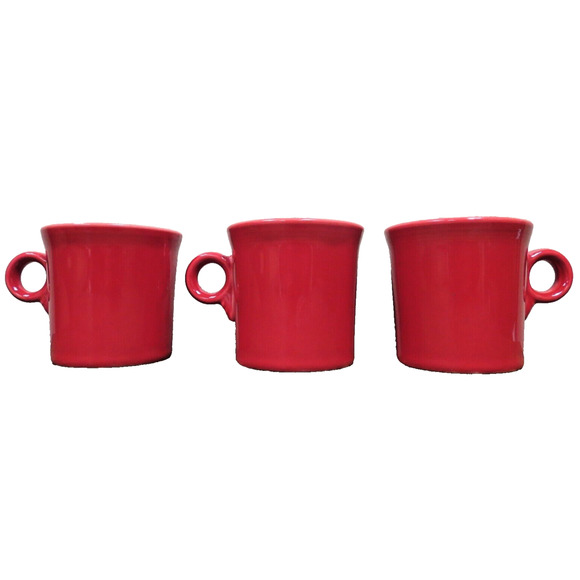 Fiestaware Fiesta Red Ceramic Coffee Mugs Cups “O” Ring Handle - Picture 1 of 5